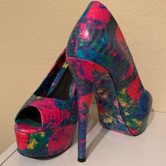 Brian Atwood Bambola Multicolored Peeptoe Pump - Picture 4 of 11